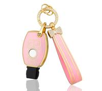BLINGOOSE Schlüsselhülle für Mercedes Benz 3 Tasten Rosa Gold Auto Schlüsselgehäuse Schutzhülle Cover Case für Benz AMG C 300 GLE GLA GLC GLS GLK CLS CLA G E S ML Girly Frauen TPU
