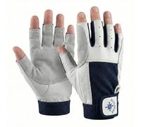 BluePort Segelhandschuhe Herren & Damen Leder XXS - Premium Kurzfinger aus weichem Echtleder - Klassischer 5-Finger Cut für Segeln & Yacht - Atmungsaktiver Spandex-Rücken
