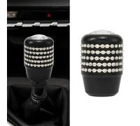 Blueshyhall Auto Schaltknauf Glitzer, Universal Schaltknauf mit Diamant Strass für Automatik Manueller Wagen, Bling Auto Schaltknauf Tuning aus Aluminium mit 8mm/10mm/12mm Gummi Adapter (Schwarz)