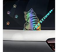 Blueshyhall Auto Scheibenwischer Aufkleber, Aufkleber Heckscheibe Fenster Auto Kinder, Aufkleber Scheibenwischer Hinten, Wischer Aufkleber Hund und Katze, Auto Aufkleber Tuning (Lasor Katze)