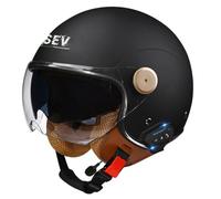 Bluetooth 3/4 Motorrad Jethelm Retro Offenem Motorradhelm Roller Halbhelme Mit Doppelvisier ECEDOT Zulassung Eingebaute Kopfhörer Und Mikrofon Scooter Halbschalenhelm F,M:57-58CM