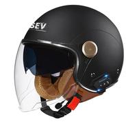 Bluetooth 3/4 Motorrad Jethelm Retro Offenem Motorradhelm Roller Halbhelme Mit Doppelvisier ECEDOT Zulassung Eingebaute Kopfhörer Und Mikrofon Scooter Halbschalenhelm
