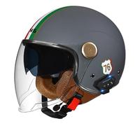 Bluetooth 3/4 Motorrad Jethelm Retro Offenem Motorradhelm Roller Halbhelme Mit Doppelvisier ECEDOT Zulassung Eingebaute Kopfhörer Und Mikrofon Scooter Halbschalenhelm Z-5,L:59-60CM