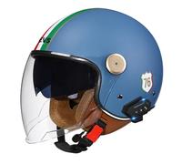 Bluetooth 3/4 Motorrad Jethelm Retro Offenem Motorradhelm Roller Halbhelme Mit Doppelvisier ECEDOT Zulassung Eingebaute Kopfhörer Und Mikrofon Scooter Halbschalenhelm S,M:57-58CM