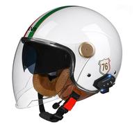 Bluetooth 3/4 Motorrad Jethelm Retro Offenem Motorradhelm Roller Halbhelme Mit Doppelvisier ECEDOT Zulassung Eingebaute Kopfhörer Und Mikrofon Scooter Halbschalenhelm Z-1,M:57-58CM