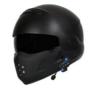 Bluetooth Integralhelm Mit Sonnenblende ECEDOT Zertifiziert Retro Motorradhelm Für Herren Damen Mopedhelm Vollvisierhelm Motorrad Integralhelme Robust Motocrosshelme I,XXXXL:67-68CM