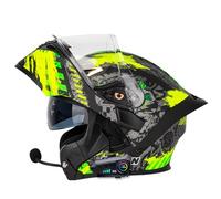 Bluetooth Motorradhelm Integralhelm Klapphelm DOTECE Zertifiziert Flip Vollvisierhelm Motorrad Schutzhelm Mit Doppelvisier Integrierter Helm Motocross Helm Für Männer Und 5,L=59~60cm