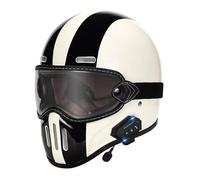 Bluetooth Motorradhelm Integralhelm Mit Brille Retro Motorrad Vollvisierhelm ECEDOT Zertifiziert Roller Integralhelme Eingebaute Kopfhörer Und Mikrofon Motocrosshelme F,L:59-60CM