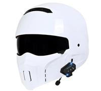 Bluetooth Motorradhelm Integralhelm Mit Sonnenblende Retro Motorrad Vollvisierhelm ECEDOT Zertifiziert Integralhelme Rollerhelm Modische Motocrosshelme Für Erwachsene F,XXXXL:67-68CM