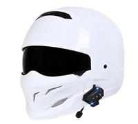 Bluetooth Motorradhelm Integralhelm Mit Sonnenblende Retro Motorrad Vollvisierhelm ECEDOT Zertifiziert Integralhelme Rollerhelm Modische Motocrosshelme Für Erwachsene G,XXXXL:67-68CM