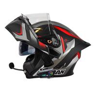 Bluetooth Motorradhelm Klapphelm Modularer Motorrad Integralhelm Mit Gesichtsschutz und Schwarze Gläser ECEDOT Zertifiziert mit Eingebautem Mikrofon für Automatische Reaktion 5,L=59~60cm