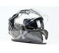 BNO X6 Motorradhelm Integralhelm - sportlicher Helm, mit Belüftung & Ratschenverschluss - waschbares Innenfutter - Größen S bis XL - Schwarz/Grau (nur klares Visier, M (57-58cm))