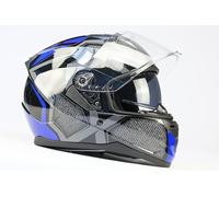 BNO X6 Motorradhelm Integralhelm - sportlicher Helm, mit Belüftung & Ratschenverschluss - waschbares Innenfutter - Größen S bis XL - Schwarz/Blau (nur klares Visier, L (59-60cm))