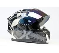 BNO X6 Motorradhelm Integralhelm - sportlicher Helm, mit Belüftung & Ratschenverschluss - waschbares Innenfutter - Größen S bis XL - Schwarz/Grau (+ Rainbow verspiegelt, L (59-60cm))