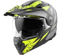 Bogotto FG-102 Safari Fiberglas Enduro Klapphelm Helm, schwarz matt/grau/gelb, Größe L