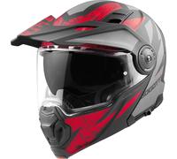 Bogotto FG-102 Safari Fiberglas Enduro Klapphelm Helm, schwarz matt/grau/rot, Größe XL