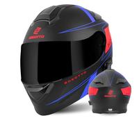 Bogotto H271 BT Taog Bluetooth Klapphelm, schwarz matt/rot/blau, Größe S