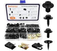 Bohoray 78pcs Karosserieschrauben Set, Auto Body Undertray Fender Schrauben, KFZ Blechmutter Schraube Mutter Clip Kit, Metall U Typ Befestigungsclip für Auto Stoßstange, Undertray, Türverkleidung