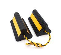 BONJUME Unterlegkeile Anhänger, 2PCS Auffahrkeile für Wohnmobil Wohnwagen Radvorleger Kunststoff PKW Anhänger Zubehör aus Gummi rutschfeste Keile Bremskeile Wohnmobil für Anhänger mit Nylon Seil