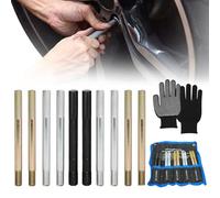 BORDEAG Radmontagehilfe Set,10-Teiliges Radmontagehilfe Fixierbolzen Mit Handschuhe,Reifen Montagehilfe,Edelstahl Radführungsstift Für Kfz,M12x1.25,M12x1.5,M14x1.25,M14x1.5,M15x1.25