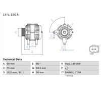 BOSCH Generator 14V 155A für BMW 0 986 047 400