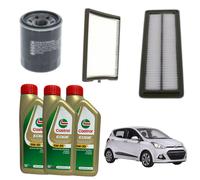 BOSCH 3 Filter Set + 3L CASTROL Motoröl für HYUNDAI i10 II 1.0/1.2 Gas