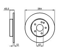 BOSCH Bremsscheibe 0986478262 voll 284mm 12mm für Mercedes