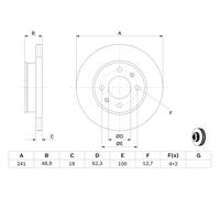 BOSCH Bremsscheibe 0986479286 belüftet 241mm 18mm für KIA