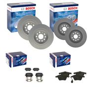 BOSCH BREMSSCHEIBEN + BELÄGE VORNE + HINTEN passend für VW GOLF 6 GTI R A3 S3 8P