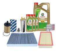 BOSCH Filter Satz Glühkerzen + 8L CASTROL EDGE 0W30 LL für VW T5 2.5 TDI