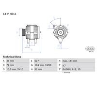 Bosch Lichtmaschine 0 986 041 190 – 90A 14V für BMW Z3 E36/E46