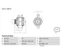 BOSCH Generator 14V 150A für MERCEDES-BENZ 0 986 047 150
