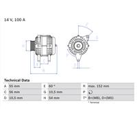 BOSCH Generator 14V 100A für HOLDEN FIAT VAUXHALL OPEL 0 986 047 280