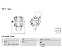 BOSCH Generator 14V 150A für FIAT IVECO 0 986 082 310