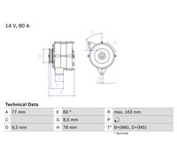 BOSCH Generator 12V 80A für BMW 0 986 034 170
