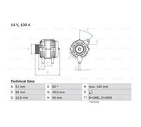 BOSCH Generator 0986042750 für Vaughall Opel CHEVROLET
