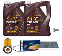 BOSCH Inspektionspaket 10L MANNOL Diesel TDI 5W-30 für Audi A4 Avant S4 quattro