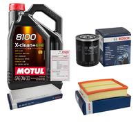 BOSCH Inspektionspaket 5L MOTUL 8100 X-CLEAN 0W-30 für Audi A4 Avant 2.4 S4
