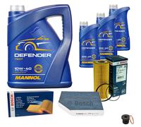 BOSCH Inspektionspaket 8 L MANNOL Defender 10W-40 für Audi A5 Cabriolet 8F7 S5