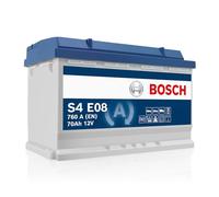 Bosch S4 E08 Autobatterie 70 Ah - 760 A - 12 V - EFB Blei-Säure-Batterie | Fahrzeuge mit Start-Stopp-Automatik - Polarität: links - rechts +, 278 x 175 x 190 mm