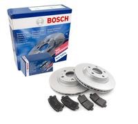 BOSCH Satz Bremsbeläge + Bremsscheiben belüftet vorne für Nissan X-Trail T30