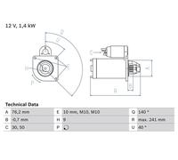 BOSCH Starter Für RENAULT Safrane II VOLVO 850 C70 I S40 S60 91-14 0986016660