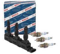 BOSCH Zündspule + 3x BOSCH Zündkerze für OPEL AGILA A CORSA C D 1.0 60 PS Z10XEP
