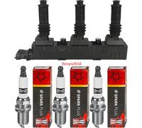 BOSCH Zündspule + 3x CHAMPION Zündkerze für Opel Corsa D S07 1.0 Suzuki Wagon R