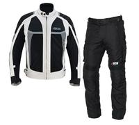 BOSmoto Motorradanzug Textil mit Protektoren - Atmungsaktive und wasserdichte Motorradbekleidung für Herren,Motorrad Textil Kombi Grau,Motorrad Jacke und Hose (GRAY, L)