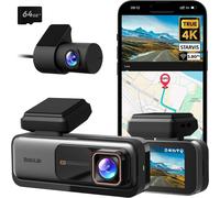 BOTSLAB 4K Dashcam Auto Vorne Hinten GPS WiFi 170° Weitwinkel mit 64GB SD Karte