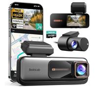 BOTSLAB 4K STARVIS Dashcam Auto Vorne Hinten, WiFi Autokamera Dashcam mit GPS, ADAS, Sprachsteuerung, Kostenlose 64GB Karte, Nachtsicht, WDR, 2,45" IPS, 24/7 Parküberwachung, Loop-Aufnahme
