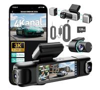 BOTSLAB Dashcam Auto 4 Kanal mit Parküberwachung, 360° Dashcam mit GPS, 5.8GHz WiFi,3.18" IPS-Bildschirm,Super Nachtsicht,WDR, G-Sensor,Loop-Aufnahme, inkl. 128GB SD-Karte