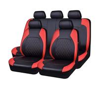 BQKCD Auto Sitzbezüge für Ford S-Max 2015-2019 2020 2021 2022 2023 2024, Leder Sitzschoner Vorne und Hinten Sitzbezügesets Anti Rutsch Komfortabel Leicht Reinigen Zubehör,B/9pcs Set Red
