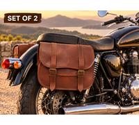 Braune Leder Motorrad Satteltaschen Panniers Paar Universal Vintage 5L